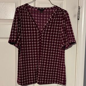 Banana Republic Burgundy and White Blouse